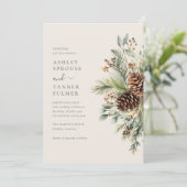 Invitation Mariage Élégant de Verdure d'Hiver Pin (Debout devant)