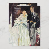 Invitation Mariage élégant d'Edwardian (Devant / Derrière)