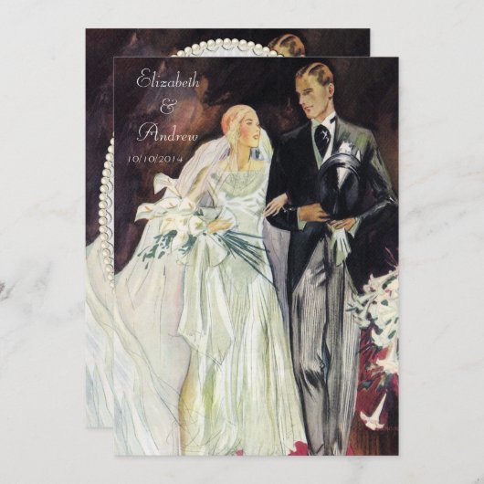 Invitation Mariage élégant d'Edwardian (Devant / Derrière)