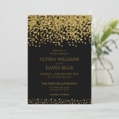 Invitation Mariage élégant des Faux d'or noir Foil Confetti (Debout devant)