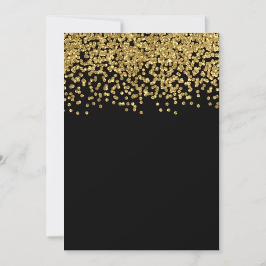 Invitation Mariage élégant des Faux d'or noir Foil Confetti (Dos)