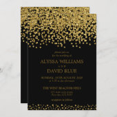 Invitation Mariage élégant des Faux d'or noir Foil Confetti (Devant / Derrière)