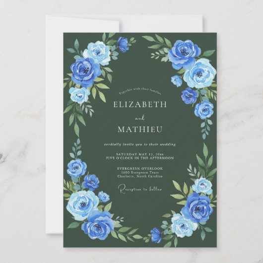Invitation Mariage élégant d'hiver vert chasseur (Devant)
