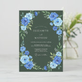 Invitation Mariage élégant d'hiver vert chasseur (Debout devant)