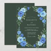 Invitation Mariage élégant d'hiver vert chasseur (Devant / Derrière)