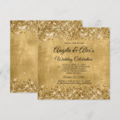 Invitation Mariage Élégant Doré Pailleté (Devant / Derrière)