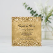 Invitation Mariage Élégant Doré Pailleté (Debout devant)