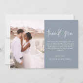 Invitation Mariage élégant Dusty Blue Merci photo (Devant)