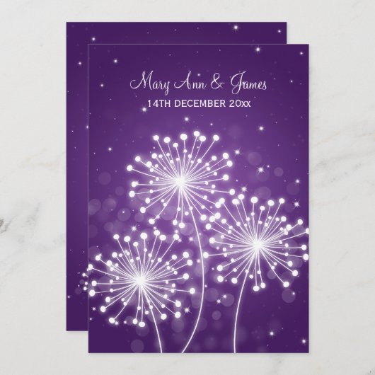 Invitation Mariage élégant Éclaircissement d'été pourpre (Devant / Derrière)