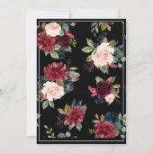 Invitation Mariage élégant écriture script rose burgogne flor (Dos)