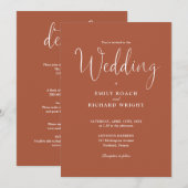 Invitation Mariage élégant écriture Terracotta tout en un (Devant / Derrière)
