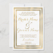 Invitation Mariage élégant élégant cadre or blanc (Devant)