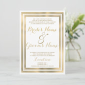 Invitation Mariage élégant élégant cadre or blanc (Debout devant)