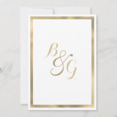 Invitation Mariage élégant élégant cadre or blanc (Dos)