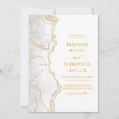 Invitation Mariage élégant en Agate blanche or (Devant)