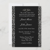 Invitation Mariage élégant en argent et léopard noir (Devant)