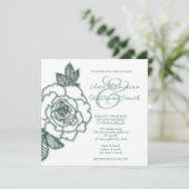 Invitation Mariage élégant en argent vert émeraude (Debout devant)