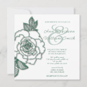 Invitation Mariage élégant en argent vert émeraude (Devant)