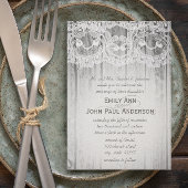 Invitation Mariage élégant en bois de grange romantique et de