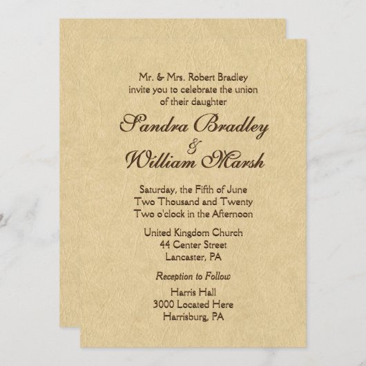 Invitation Mariage élégant en cuir (Devant / Derrière)
