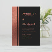 Invitation Mariage élégant en cuivre et noir moderne (Debout devant)