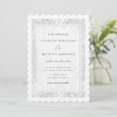 Invitation Mariage Élégant en Dentelle Blanche (Debout devant)