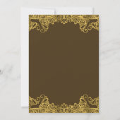 Invitation Mariage élégant en dentelle Brown et or (Dos)