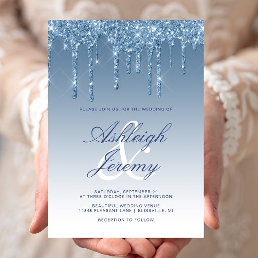 Invitation Mariage élégant en écriture cursive avec paillette