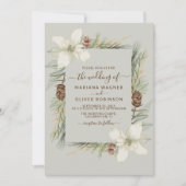 Invitation Mariage élégant en écriture script beige hivernal (Devant)
