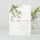 Invitation Mariage ELEGANT EN FEAFE VERT FOLIAGE EAU COULEUR (Debout devant)