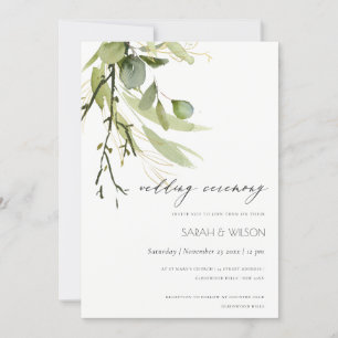 Invitation Mariage ELEGANT EN FEAFE VERT FOLIAGE EAU COULEUR 