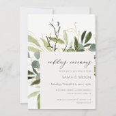 Invitation Mariage ELEGANT EN FEAFE VERT FOLIAGE EAU COULEUR  (Devant)