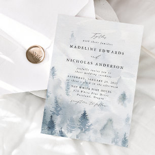 Invitation Mariage élégant en forêt hivernale