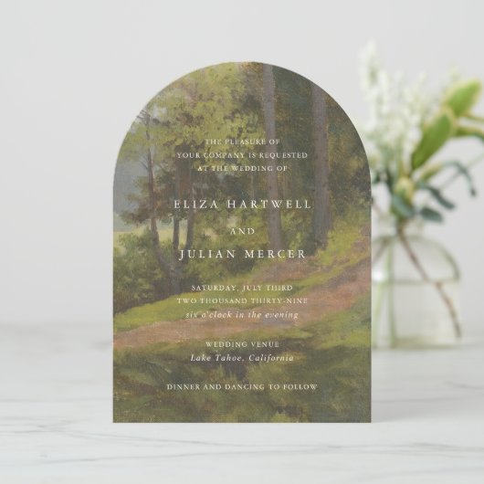 Invitation Mariage Élégant en Forêt Rustique (Debout devant)