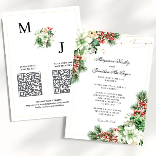 Invitation Mariage élégant en hiver avec code QR
