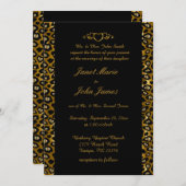 Invitation Mariage élégant en léopard d'or et noir (Devant / Derrière)