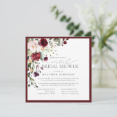 Invitation Mariage élégant en ligne avec thème floral bordeau (Debout devant)