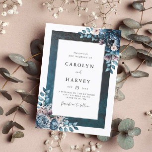 Invitation Mariage élégant en marbre bleu