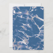 Invitation Mariage élégant en marbre d'argent bleu (Dos)