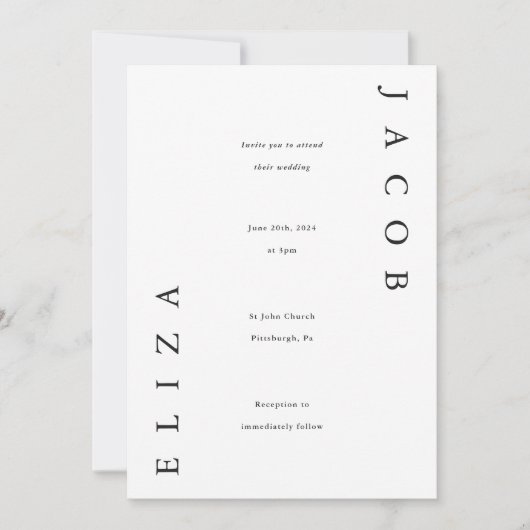 Invitation Mariage élégant en noir et blanc (Devant)