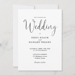 Invitation Mariage élégant en noir et blanc avec écriture int