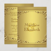 Invitation Mariage élégant en or (Devant / Derrière)