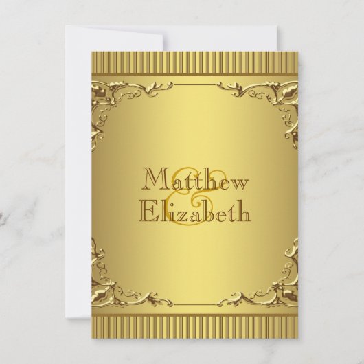 Invitation Mariage élégant en or (Devant)