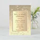 Invitation Mariage élégant en or (Debout devant)