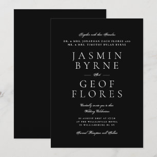 Invitation Mariage Élégant en Smoking avec Bordure Noire Form