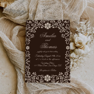 Invitation Mariage élégant en Talavera marron Mexicain