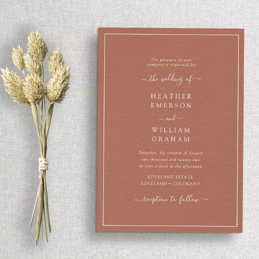 Invitation Mariage élégant en terre cuite