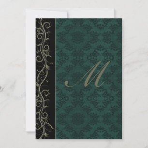 Invitation Mariage élégant en vert damassé