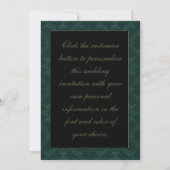 Invitation Mariage élégant en vert damassé (Dos)