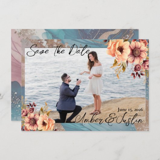 Invitation Mariage élégant Enregistrer la date (Devant / Derrière)